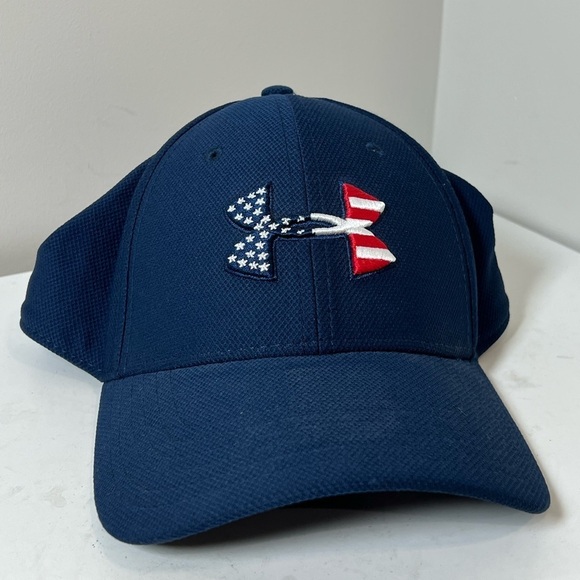 Under Armour Freedom L/XL Navy Knit America USA Flag Front Logo Emblem Hat Cap - Picture 2 of 6